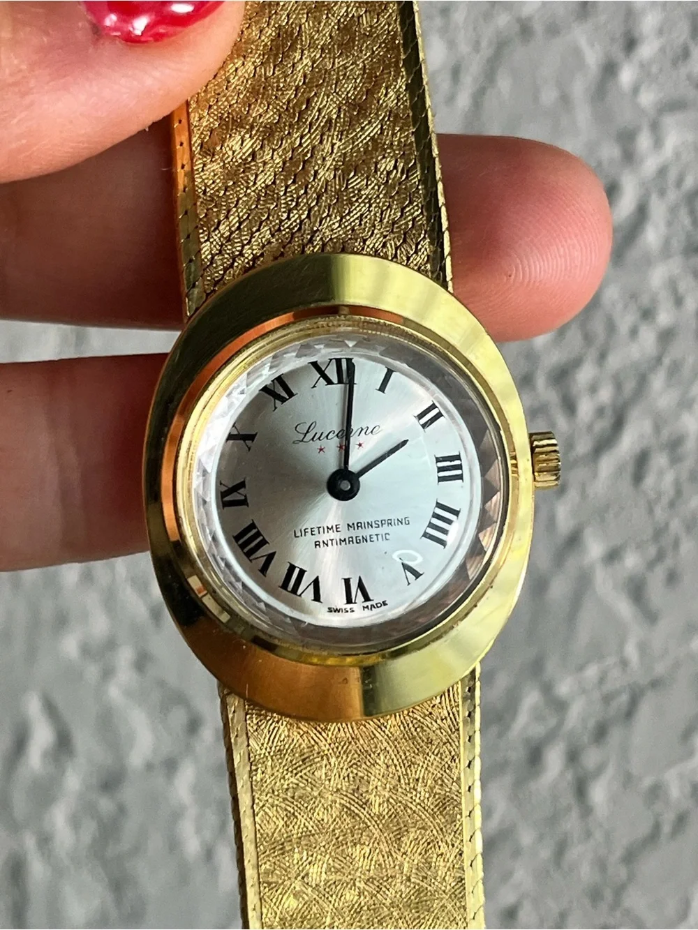 Ladies Lucerne 3 STARS Gold Bracelet Watch mechanical Swiss made.